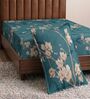Green Floral 180 TC Polyester Bedsheet With Single Size Bedsheet With 1 Pillow Cover