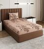 Beige Floral 180 TC Polyester Bedsheet With Single Size Bedsheet With 1 Pillow Cover