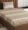 Beige Printed 180 TC Polyester Bedsheet With Single Size Bedsheet With 1 Pillow Cover