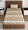 Beige Printed 180 TC Polyester Bedsheet With Single Size Bedsheet With 1 Pillow Cover