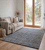 Grey Deep Charcoal Geometric Wool And Cotton 5 X 8 Ft Hand Tufted Carpet