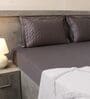 Deep Grey 100% Cotton 300TC Solid Superking Bedsheet with 2 Pillow Covers (Quilted)