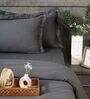 Grey 300TC 100% Cotton Flat Chekered Super King Bedsheet with 2 Pillow Covers