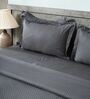 Grey 300TC 100% Cotton Flat Chekered Super King Bedsheet with 2 Pillow Covers