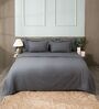 Grey 300TC 100% Cotton Flat Chekered Super King Bedsheet with 2 Pillow Covers