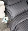 Grey 300TC 100% Cotton Stripe Flat Super King Bedsheet with 2 Pillow Covers