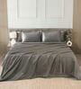 Grey 400TC 100% Cotton Solid Flat Super King Bedsheet With 2 Pillow Covers