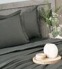 Grey 400TC 100% Cotton Solid Flat Super King Bedsheet With 2 Pillow Covers