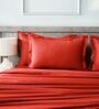 Maroon 400TC 100% Cotton Solid Flat Super King Bedsheet With 2 Pillow Covers