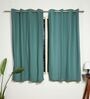 Deep Teal Teal Blue Cotton 230 GSM  Solid 5 Feet Room Darkening Eyelet Window Curtains (2 Pc)