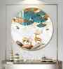 Deer And Leaves Premium Acrylic Round Wall Art