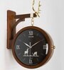 Deer Brown-Black Round Double Sided 2 Faces Retro Station Wall Clock
