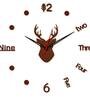 Brown Acrylic Deer Face Modern Wall Clock