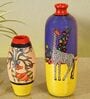Deer Giraffe (Set of 2) Multicolour Terracotta Floor Vase