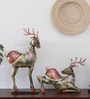 Deer Panting Set Of 2 Multicolour Iron Figurines