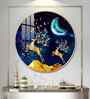Deers In Night Sky Acrylic Round Wall Art