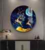 Deers In Night Sky Acrylic Round Wall Art