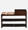 Delft Sheesham Wood Shoe Rack In Scratch Resistant Walnut Finish With Floral Print