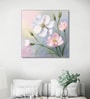 Pink and White Blooms Canvas Printed Wall Painting Black Frame