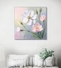 Pink and White Blooms Canvas Printed Wall Painting Black Frame