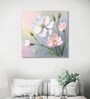 Pink and White Blooms Canvas Printed Wall Painting Gold Frame