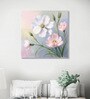 Pink and White Blooms Canvas Printed Wall Painting White Frame