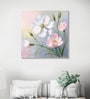 Pink and White Blooms Canvas Printed Wall Painting White Frame