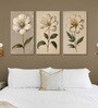 White Flower Canvas Series Set of 3 Printed Wall Painting White Frame