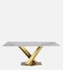 Della Ceramic Top 6 Seater Dining Table in Gold Finish