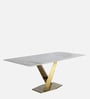 Della Ceramic Top 6 Seater Dining Table in Gold Finish