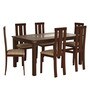 Delton Solid Wood 6 Seater Dining Set in Brown Finish
