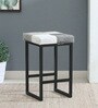 Deltron Metal Stool With Faux Fur In White And Grey Colour