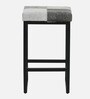 Deltron Metal Stool With Faux Fur In White And Grey Colour