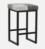 Deltron Metal Stool With Faux Fur In White And Grey Colour