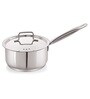 Deluxe Series Stainless Steel Dia-7.87 Inc Impact Bonded Tri Ply Bottom Induction Sauce Pan with Steel Lid