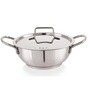 Deluxe Stainless Steel 1.8 Ltr Tri-ply Bottom Deep Kadai with Steel Lid