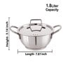 Deluxe Stainless Steel 1.8 Ltr Tri-ply Bottom Deep Kadai with Steel Lid