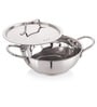 Deluxe Stainless Steel 1.8 Ltr Tri-ply Bottom Deep Kadai with Steel Lid