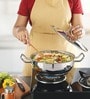 Deluxe Stainless Steel 24 cm Tri-ply Bottom Induction Friendly Flat Kadai with Steel Lid