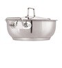 Deluxe Stainless Steel 24 cm Tri-ply Bottom Induction Friendly Flat Kadai with Steel Lid
