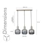 Demarius Linear Cluster Hanging Pendant Light In Blue Glass And Chrome Finish Metal