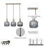 Demarius Linear Cluster Hanging Pendant Light In Blue Glass And Chrome Finish Metal