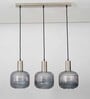 Demarius Linear Cluster Hanging Pendant Light In Blue Glass And Chrome Finish Metal