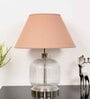 Century Beige Cotton Shade Night Lamp With Metal & Glass Base