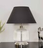 Louise Black Cotton Shade Night Lamp With Metal & Glass Base