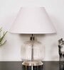 Felicity White Cotton Shade Night Lamp With Metal & Glass Base