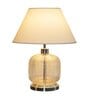 Felicity White Cotton Shade Night Lamp With Metal & Glass Base