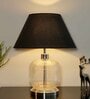 Louise Black Cotton Shade Night Lamp With Metal & Glass Base