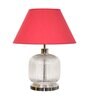 Traditional Maroon Cotton Shade Night Lamp With Metal & Glass Base