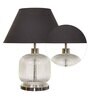 Louise Black Cotton Shade Night Lamp With Metal & Glass Base